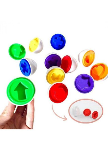 Розвиваюча іграшка-сортер яйця LB895 Сортувальні яйця для моторики монтессорі 12 шт в лотку Геометричні фігури Fun Game (327216540)