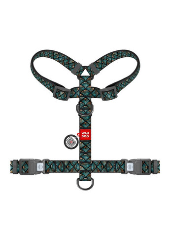 Шлея для собак анатомічна H-подібна WAUDOG Nylon з QR адресником, малюнок "Луска", пластиковий фастекс,, Ш 20 мм, А 38-60 см, В No Brand (363201227)