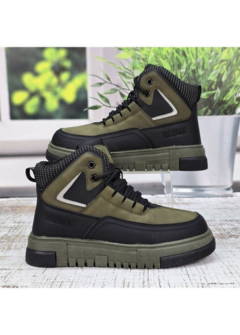 Черевики зимові підліткові для хлопчика хакі з чорним Paliament (369445239)