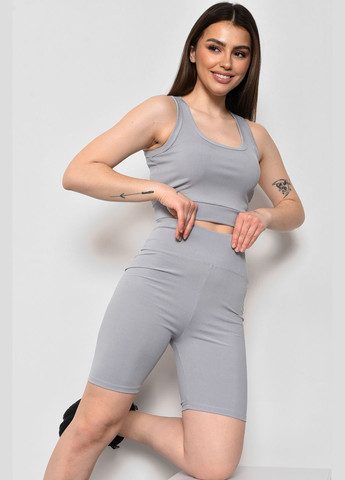 Спортивний костюм жіночий літній сірого кольору Let's Shop (278761302)