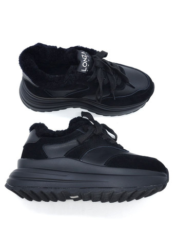 Чорні всесезонні жіночі кросівки зимові чорні шкіряні l-14-11 23,5 см (р) Lonza