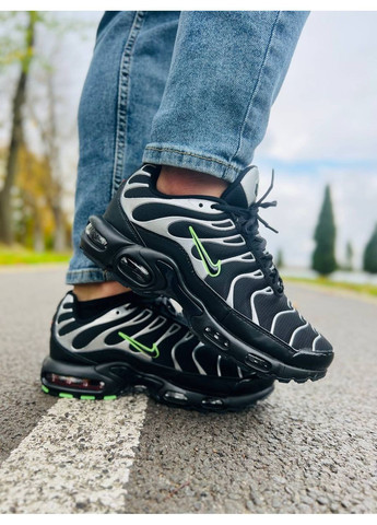 КРОССОВКИ ЖЕНСКИЕ NIKE AIR MAX PLUS TN BLACK SILVER GREEN НАЙК АИР МАКС ТН ПЛЮС No Brand серые демисезоны (369389777)
