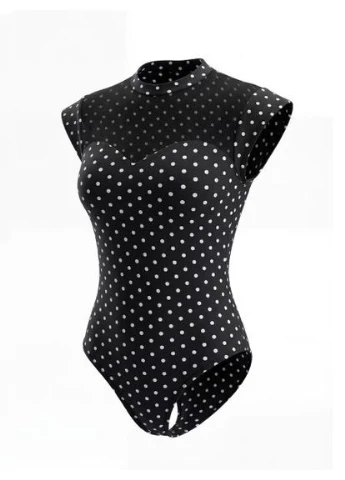Женское боди с короткими рукавами, горошек с сеткой (Арт. 2909) No Brand (394967685)