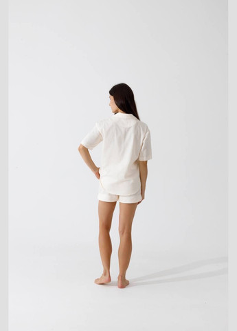 Молочная пижама из хлопка, шорты + рубашка, молочная Shine