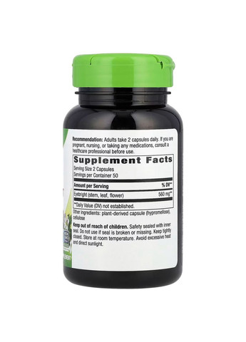 Очанка для глаз Eyebright 560 мг 100 веганских капсул Nature's Way (357343323)