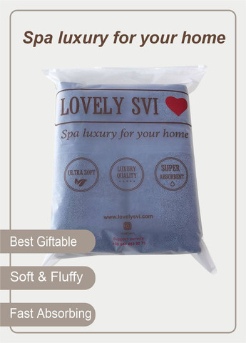 Набор Полотенец Махровых Банных (Хлопок) 4 шт в подарочном пакете: 50 x 90 см Синий Lovely Svi однотонный синий