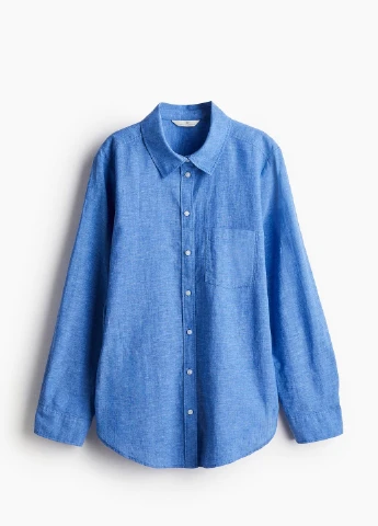 Голубой кэжуал рубашка однотонная H&M