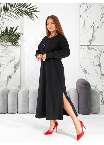 Черное праздничный, повседневный, деловое, вечернее, кэжуал женское платье бохо а-силуэт Style Point однотонное