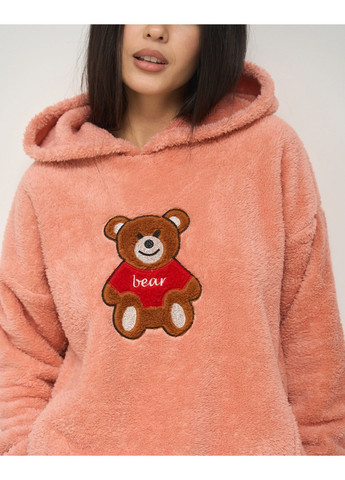 Персикова всесезон піжама жіноча тепла з капюшоном велюрсофт ведмедик кофта + брюки Nicoletta