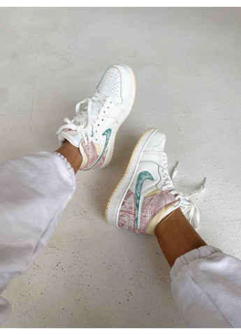 КРОССОВКИ ЖЕНСКИЕ NIKE AIR JORDAN 1 RETRO MID ICE CREAM НАЙК АИР ДЖОРДАН No Brand белые демисезоны (369389749)