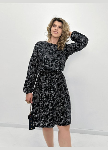 Черное кэжуал женское платье в горошек Fashion Girl в горошек