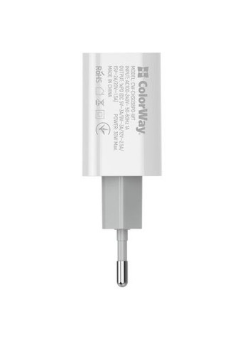Зарядний пристрій (CW-CHS038PD-WT) Colorway PD Port PPS USB Type-C (30W) white (369878453)