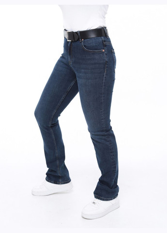 Джинсы женские синие прямые большой размер со стрейчем Пряма Angelina Mara - (302879232)