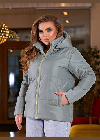 Оливкова жіноча весняна куртка колір оливковий р.52/54 450017 New Trend