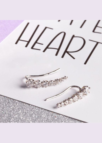 Срібні сережки кафи з сімома маленькими фіанітами Каштан (342335317)