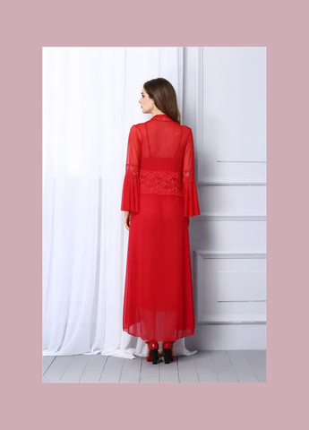 Кружевный халат с пеньюаром длинный с поясом и стрингами. Кружевный халат с пеньюаром прозрачный China (360865452)