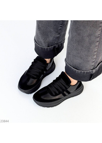 Чорні шкіряні жіночі кросівки, шкіряні кросівки прошиті код 23844 Mermaid Step чорні демісезони (352503750)