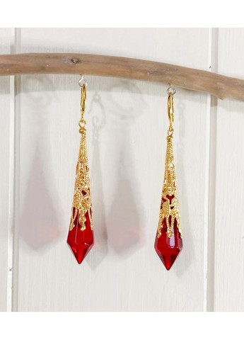 Сережки біжутерія підвіски Червоні камінці No Brand (361081004)