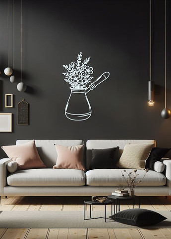 Современная картина на кухню, декоративное панно из дерева "Кофе в турке", стиль минимализм 25х18 см Woodyard (292013006)