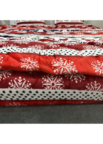 Розкіш та затишок: Новорічна постільна білизна велюр євро розмір сірого кольору з малюнком. Простирадло на резинці. No Brand (370278950)