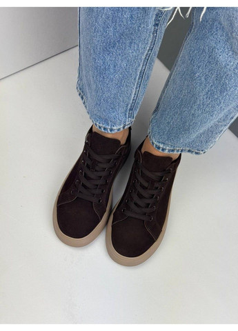 412 Кросівки Замшеві Коричневі Hengji коричневі демісезони (335009327)