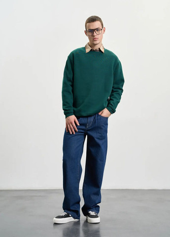 Зеленый свитшот мужской утепленный Роза однотонный без декора (322649151)