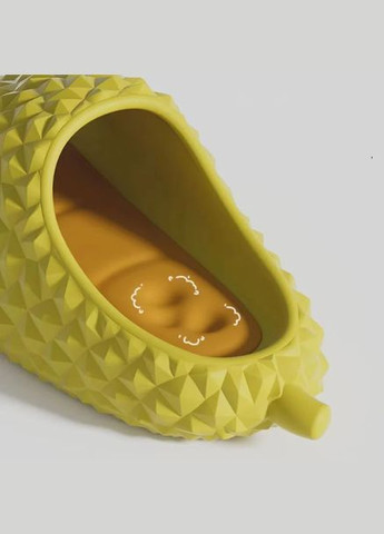 Коричневые шлепанцы тапочки женские яркие в виде фрукта дуриан No Brand