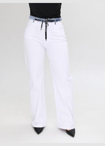 Джинси жіночі білі палаццо на лаштунці великий розмір Палаццо JEANSclub - (293057414)