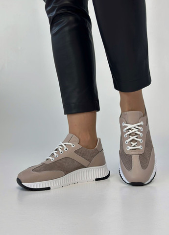 Кроссовки женские кожаные Sherlock Soon кофейные демисезоны (303543585)