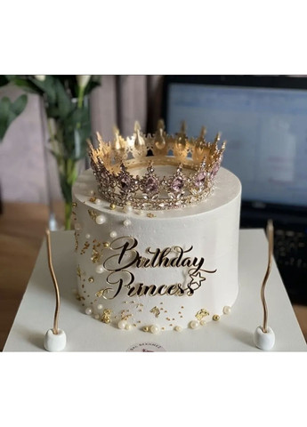 Корона с розовыми камнями Swarovski Золото 13.5 см Тиара с камнями Swarovski для свадьбы. No Brand (369162831)