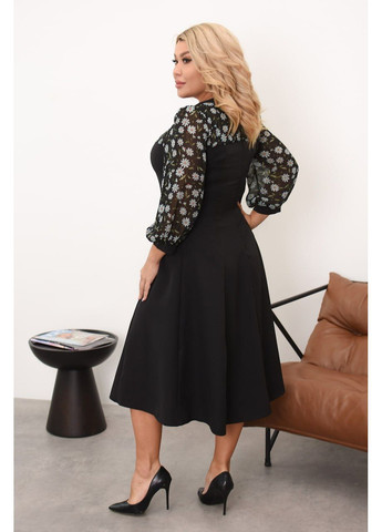 Чорна святковий, повсякденний, вечірня, ділова, кежуал жіноча сукня міді а-силует Style Point з квітковим принтом