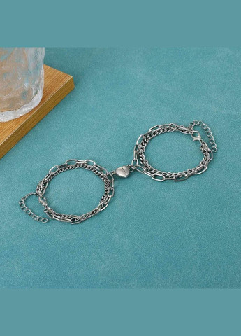 Парні подвійні браслети для закоханих на магніті дві половинки серця нерозлучники No Brand (340275758)