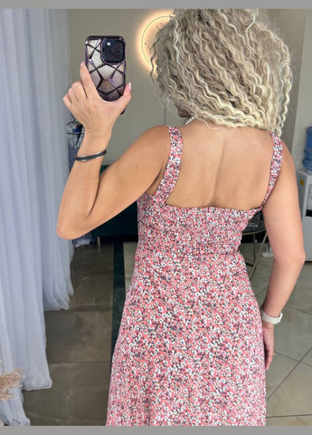 Рожева повсякденний, святковий, пляжна, кежуал стильна літня сукня з білою вставкою Vakko з квітковим принтом