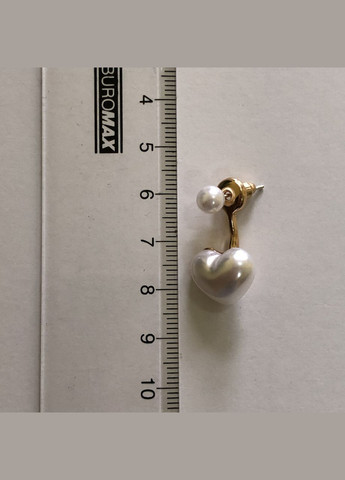 Сережки сердечка з перлинами цвяшки білий (12-96) No Brand (314931184)