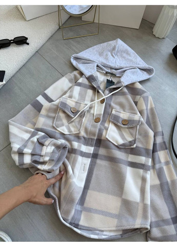 Женская флисовая рубашка в клетку с капюшоном MonCher (365618238)