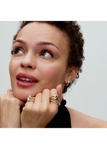 Сережки кульчики Пандора "Хвилясте коло" з перлинами 263261C01 Kabluchka (355345727)