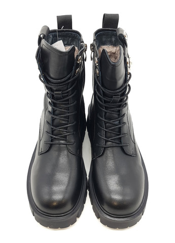 Осенние женские ботинки на овчине черные кожаные eg-14-3 23 см (р) Egga