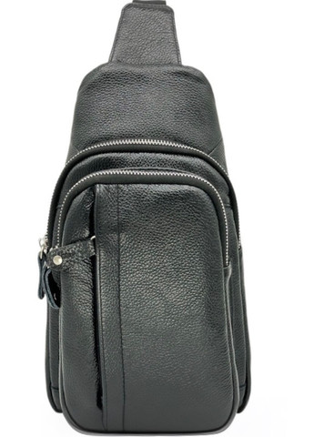 Стильная мужская сумка-слинг нагрудная из натуральной кожи на молнии, чёрная LQ 819510 (278649373)