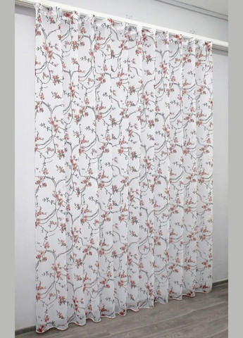 Тюль на тасьмі з утяжелювачем з батиста з принтом Рожевий 300x270 см (tul-415т-5-03) No Brand (306633743)