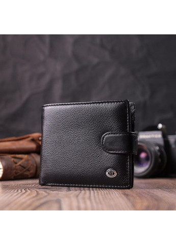 Горизонтальне чоловіче портмоне з натуральної шкіри 22487 Чорний st leather (385208672)