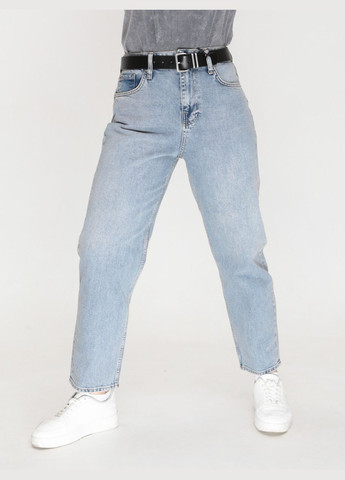 Джинси жіночі світло-сині МОМ прямі великий розмір Мom regular Cracpot - (322999535)