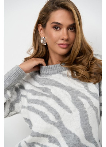 Сірий демісезонний джемпер з анімалістичним принтом із вовни мериноса та альпаки (2856) Triko Bakh