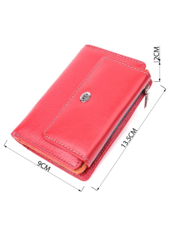 Яркий кошелек для женщин из натуральной кожи Красный 13,5х9х2 см st leather (391808518)