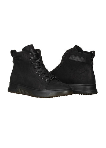 Чоловічі черевики чорні високі зимові черевики шкіряні на плоскій підошві для прогулянок No Brand (313110668)