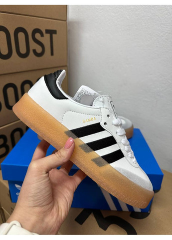 КРОССОВКИ ЖЕНСКИЕ ADIDAS SAMBA WHITE GUM SOLE АДИДАС САМБА No Brand белые демисезоны (368867960)