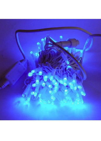 Гірлянда нитка світлодіодна новорічна для будинку вулиці з роботою від мережі 10 м 100 лампочок (481888-Prob) Синя Unbranded (367782954)