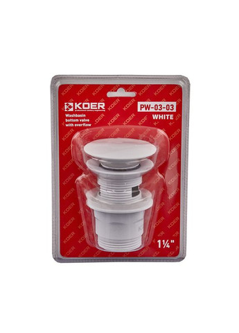 Донный клапан для раковины с переливом PW-03-03 автоматический (Click-Clack) ( ) 1 1/4'' (KR3395) KOER (321205724)