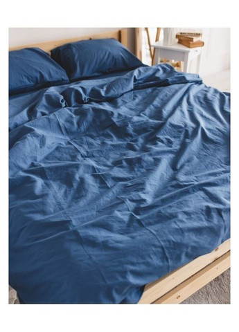 Постільна білизна Синій варена бавовна Полуторний розмір, наволочки 50/70 No Brand (364219891)