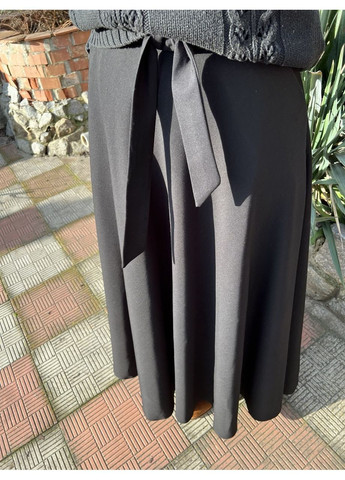 Черная праздничный, повседневная, вечерний, офисная, кэжуал однотонная красивая модная черная хлопковая свободная длинная женская юбка макси клеш полусолнце колокол с поясом с карманами с подкладкой No Brand колокол, пышная, клешированная-солнце, клешированная