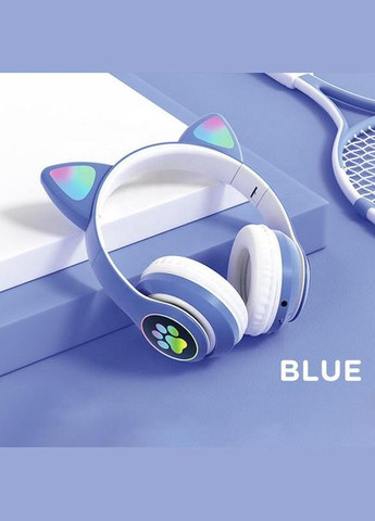 Навушники бездротові Cat ear STN-28 Rainbow LED з кото вушкам блакитні Grand (304973307)